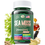 Sea Moss 12000mg Black Seed Oil 6000mg Ashwagandha 3000mg Turmeric 1000mg Bladderwrack 2000mg Burdock 3000mg & Vitamin C & D3 with Elderberry Manuka Dandelion Yellow Dock Iodine Chlorophyll ACV