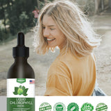 Chlorophyll Liquid Drops - 100% Natural Energy Booster and Immune Support - Internal Deodorant and Detox - Altitude Sickness Relief - Fast Absorption, Vegan & Non-GMO - 120 Servings(100mg)